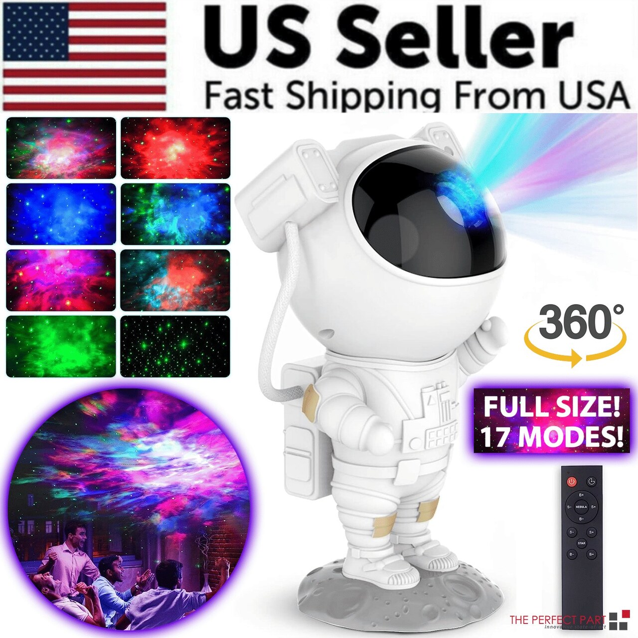 Edge Collections – Astronaut Galaxy Starry Sky Projector LED Night Light with Remote – 1 Piece